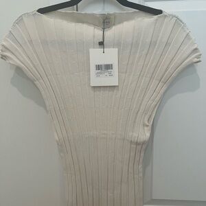 DISSH Cream Ribbed Knit Top